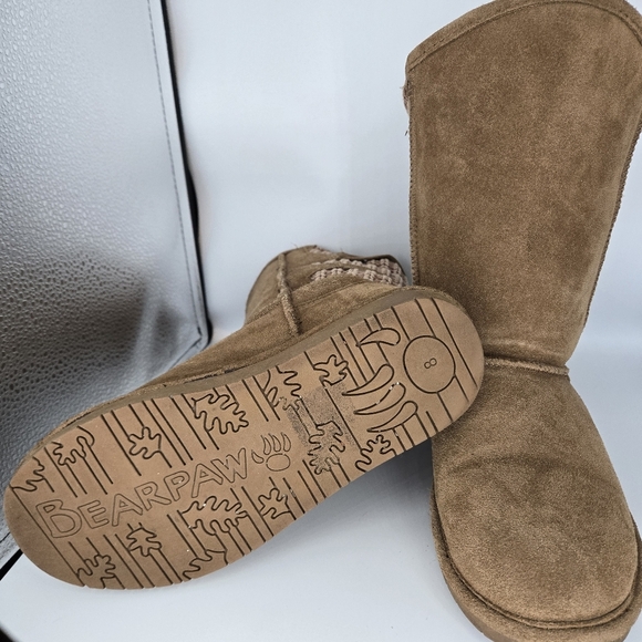 BearPaw Boshie Boots Brown Suede Knit Detail Light Hickory Women's size 8 - Picture 6 of 11